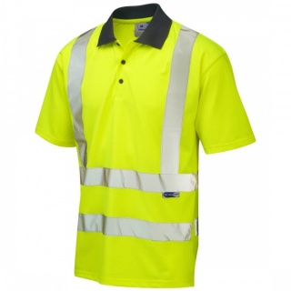 Leo Workwear P02-Y Rockham EcoViz Coolviz Class 2 Hi Vis Polo Shirt Yellow